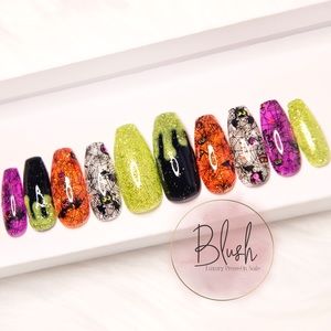 Halloween Fall Coffin Stiletto Press On Nails